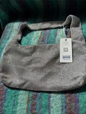 Sparkling Silver mesh evening lux Shoulder Bag